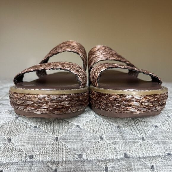 Splendid Goldi Braided Espresso Brown Raffia Sandals Women 9 Platform Wide Strap - Picture 11 of 16
